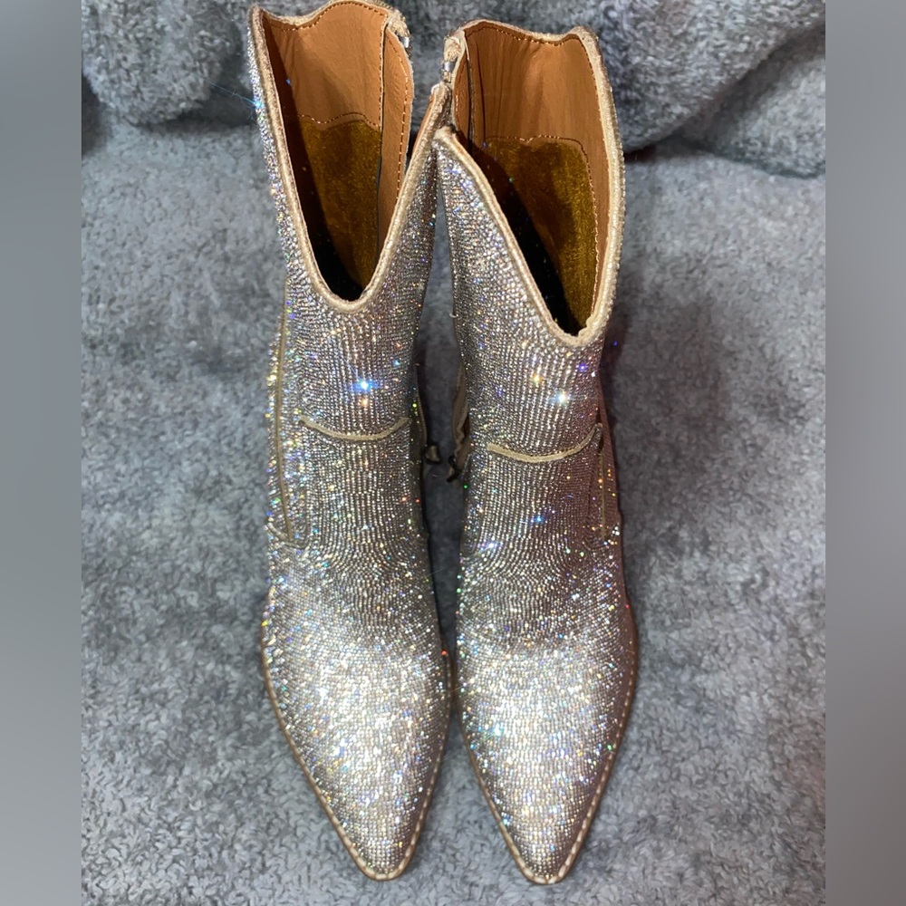 Sparkling Silver Women's Ankle Boots
